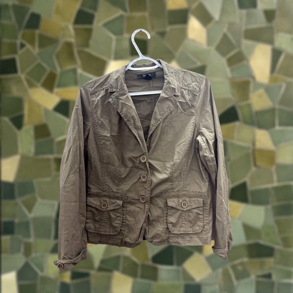 Vintage Womens Style & Co Jacket Petite Medium Brown Button Up Light Weight Jacket Mens? Size M / US 6-8 / IT 42-44 - 1 Thumbnail