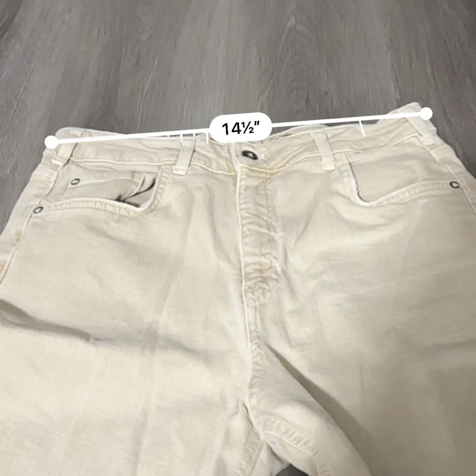 Anthropologie Anthropologie Pilcro Cream Vintage Straight Raw Hem Jeans Size 32" / US 10 / IT 46 - 10 Thumbnail