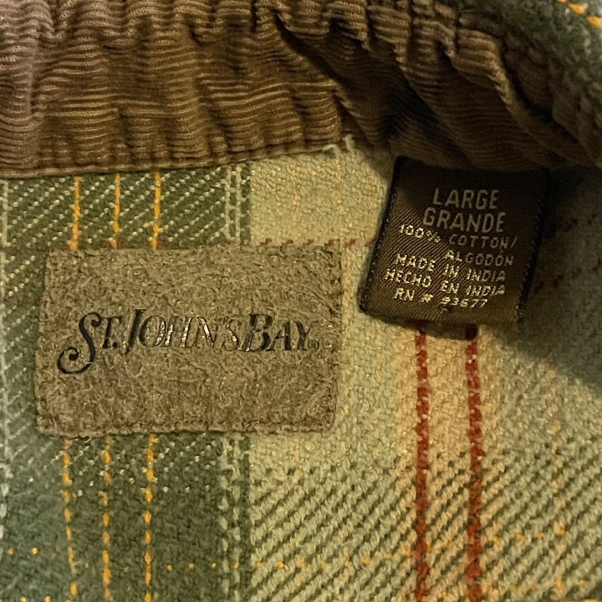 St. Johns Bay Vintage 90s St Johns Bay Men Large Green Plaid Flannel Shirt Size US L / EU 52-54 / 3 - 3 Thumbnail