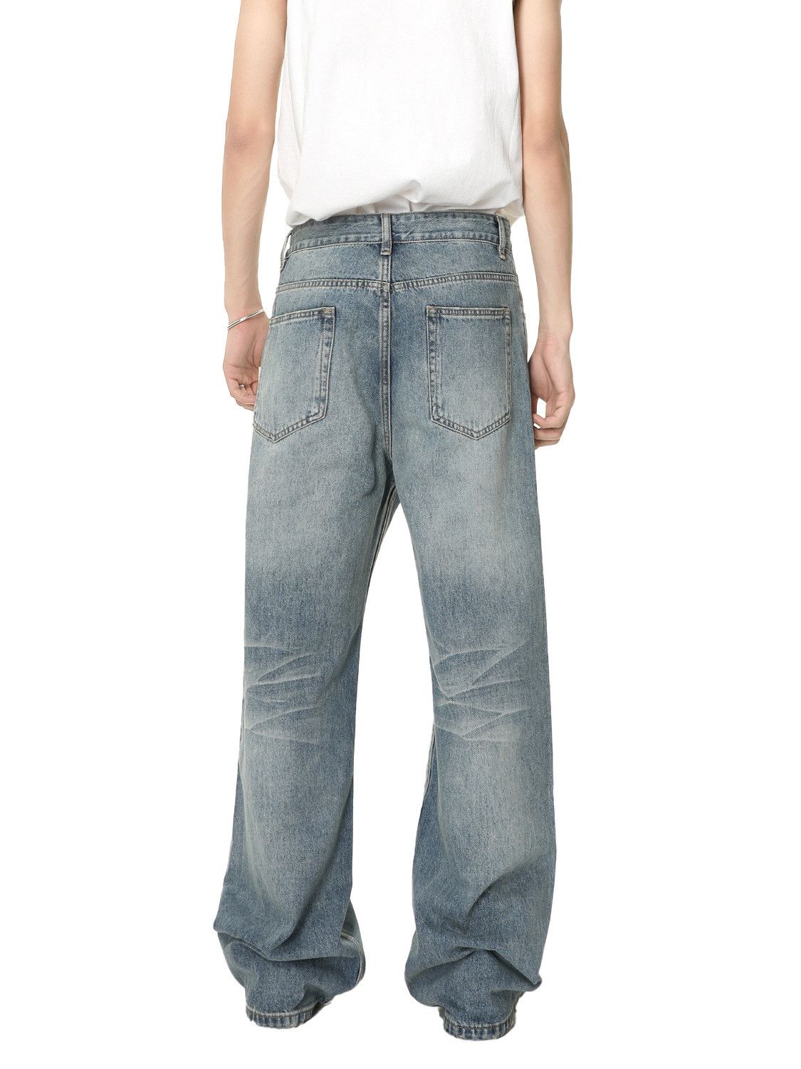 Japanese Brand Men's Japanese Retro Vibe Washed Straight Wide Leg Jeans Size US 32 / EU 48 - 5 Thumbnail