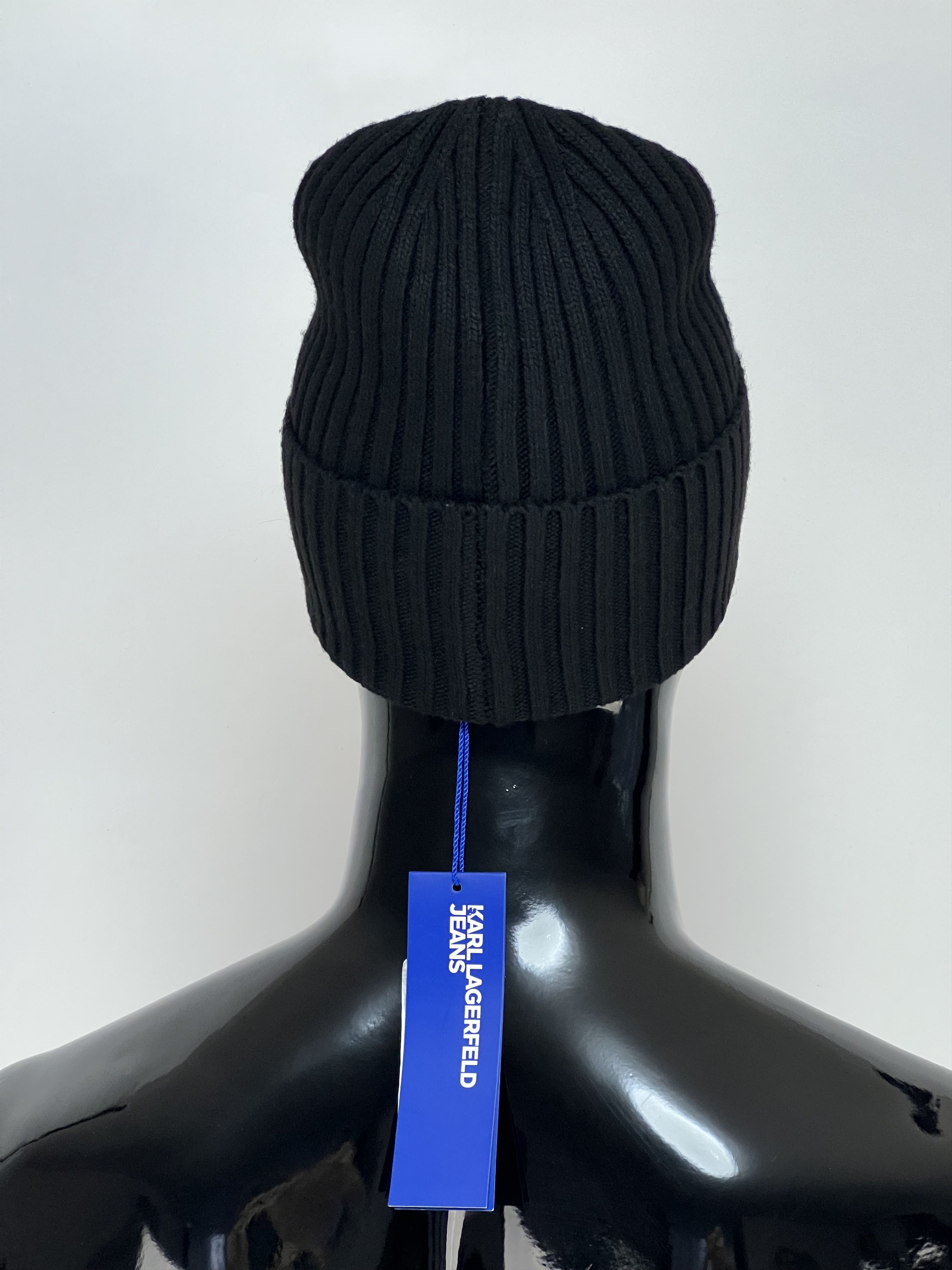 Karl Lagerfeld Karl Lagerfeld Wool Cashmere Ribbed Beanie Hat Logo Size ONE SIZE - 3 Thumbnail