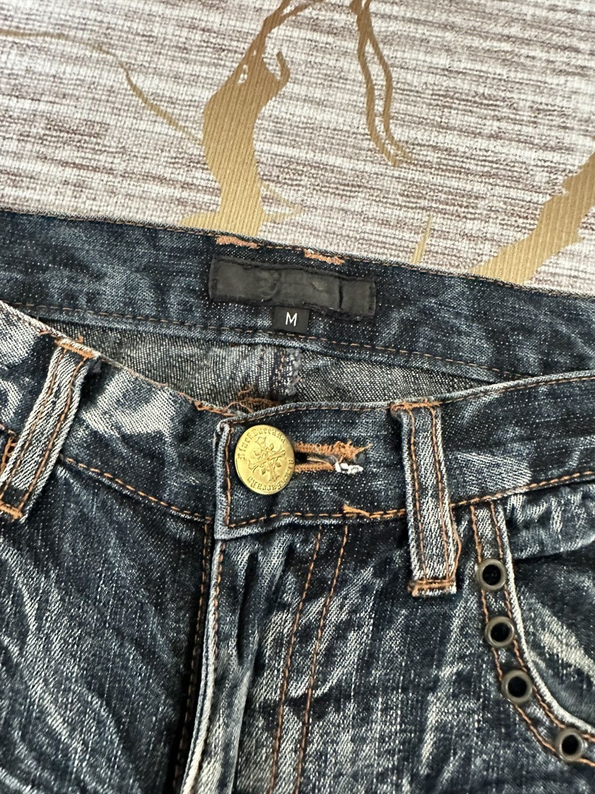 Tornado Mart FLARE Black Barcara Distressed Claw Marks Design Denim Size US 30 / EU 46 - 19 Thumbnail