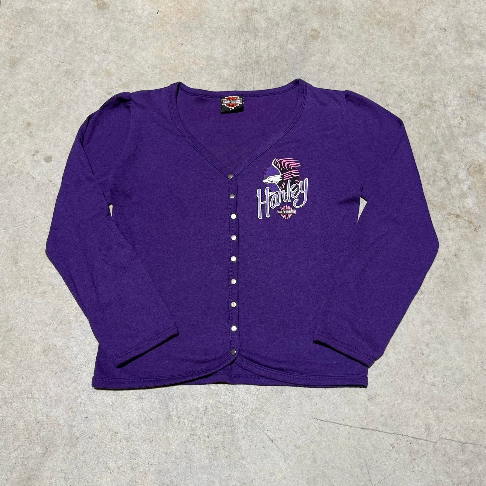 Harley Davidson Vintage Women’s Button Up Harley Tee Modesto Size L / US 10 / IT 46 - 1 Thumbnail