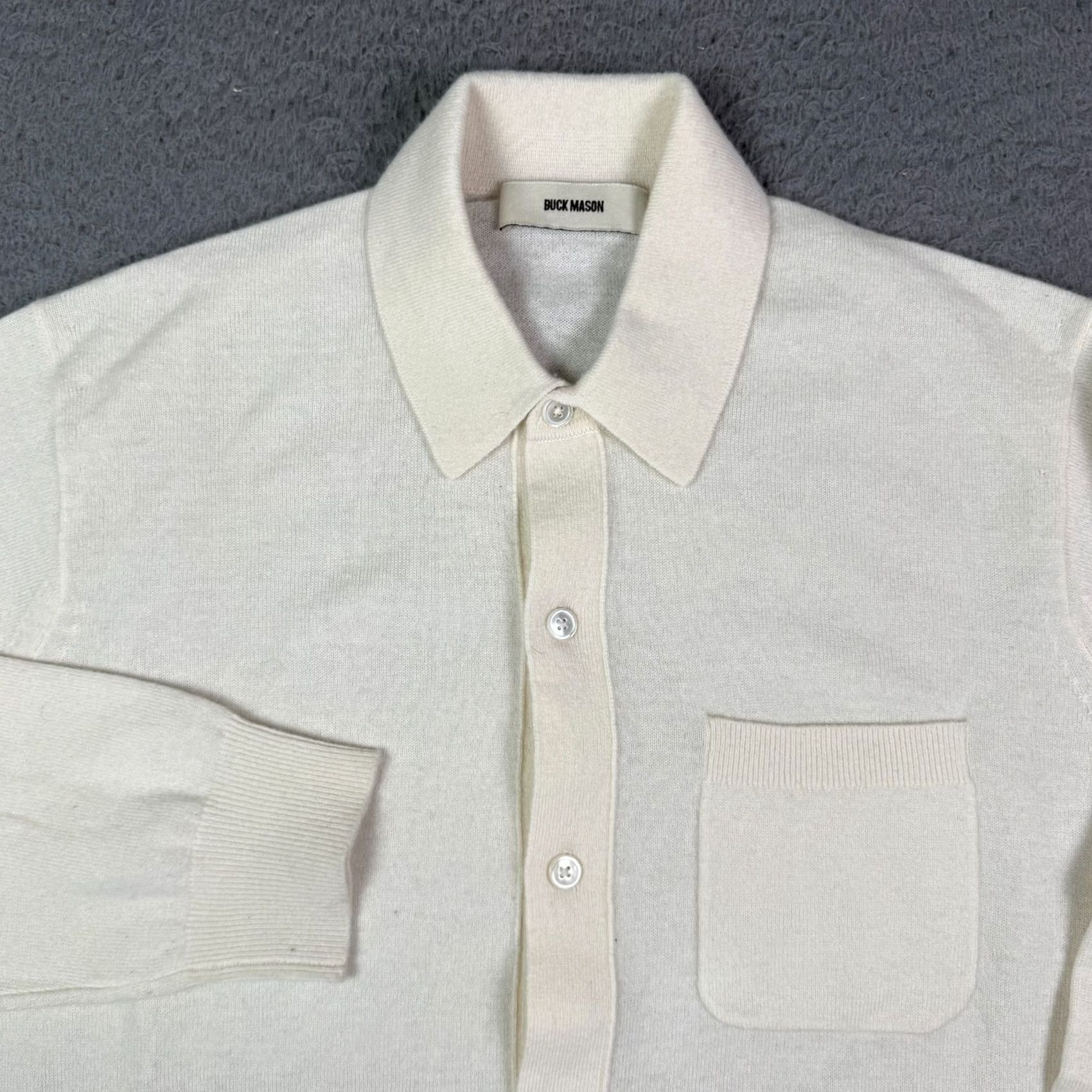Buck Mason Buck Mason California Cashmere Collared Cardigan Sweater Mens M Ecru Cream Size US M / EU 48-50 / 2 - 2 Thumbnail