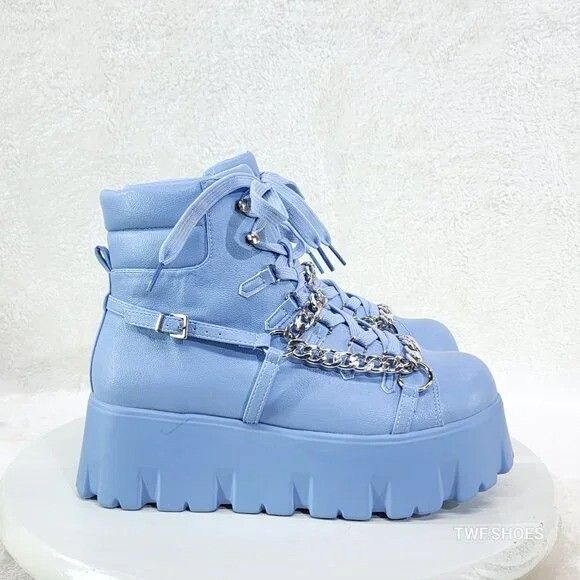 Other Emo Stomp 2" Platform Stomper Ankle Boots With Chain Design Size US 9 / IT 39 - 6 Thumbnail