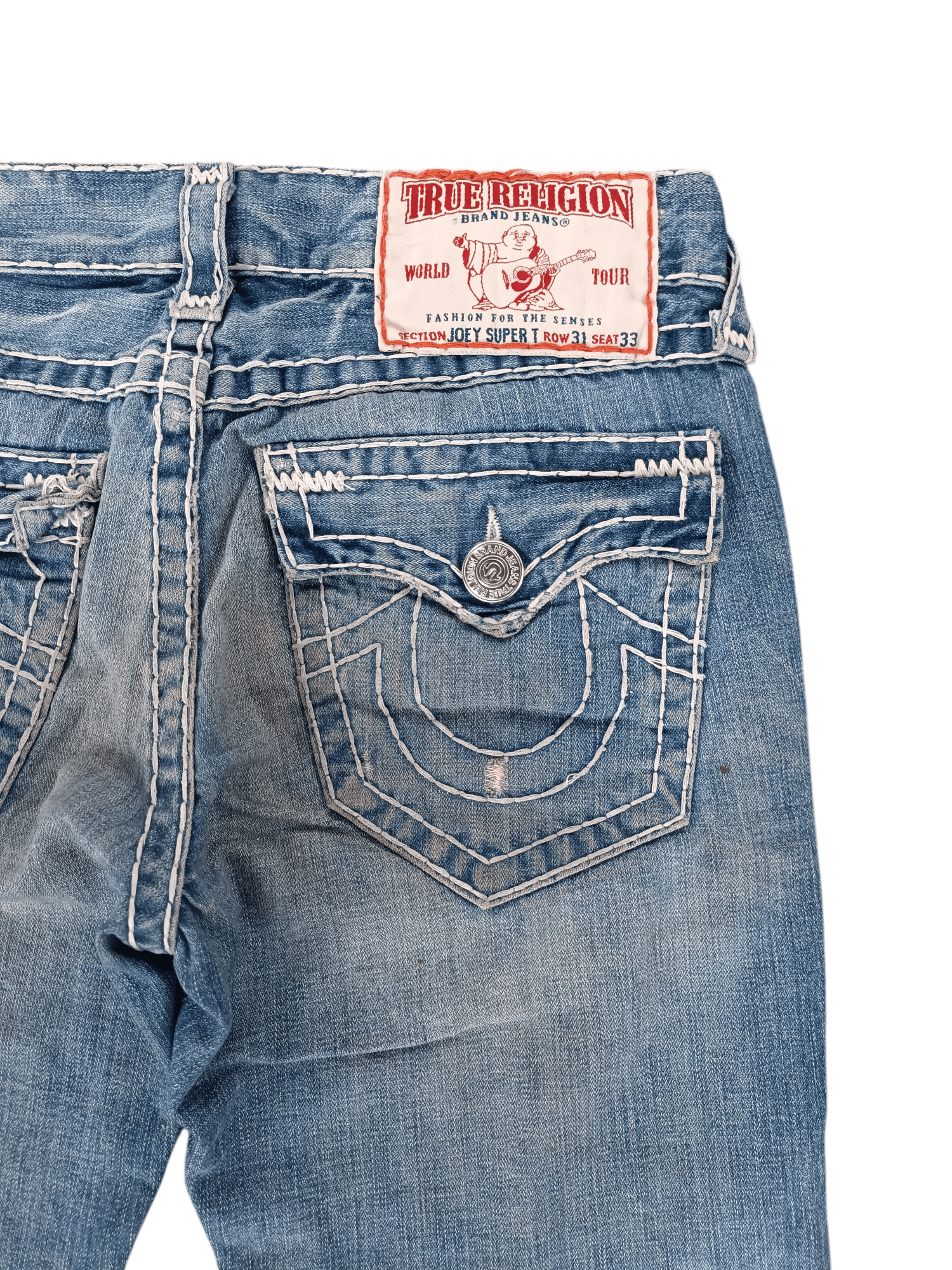 True Religion × Vintage True Religion ひ Joey Super T Distressed Baggy Flare Y2K Size US 32 / EU 48 - 21 Thumbnail