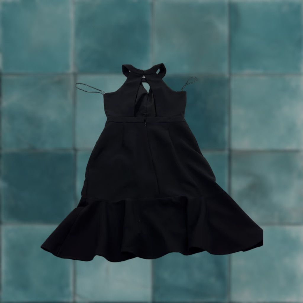 Vintage Adelyn Rae Dress Women’s XS Black Halter Keyhole Ruffles Knee Length Party Cocktail Wedding Dress Size XS / US 0-2 / IT 36-38 - 1 Thumbnail