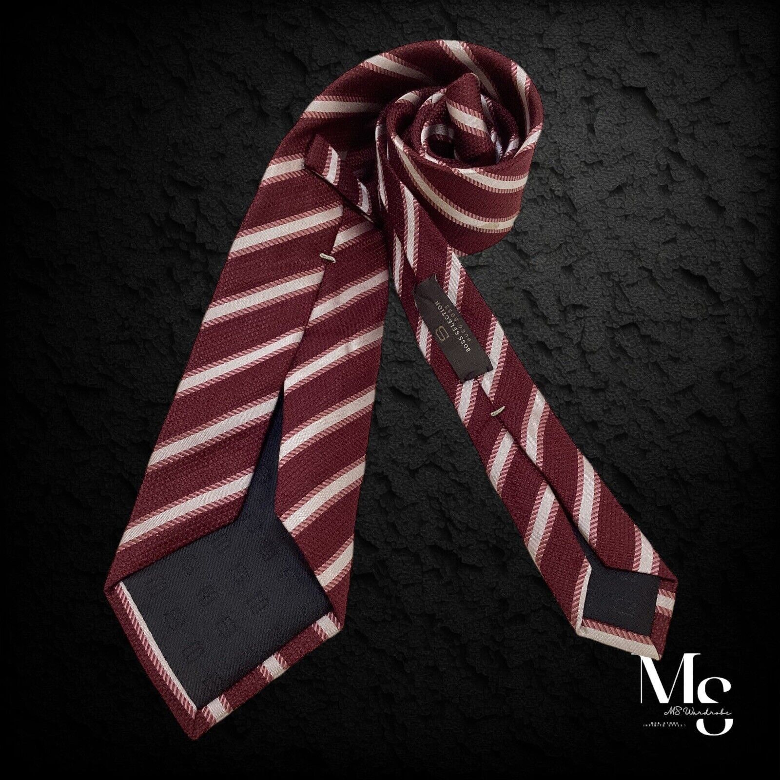 Hugo Boss BOSS HUGO BOSS Selection Trifold Purple Striped Silk Tie Ita Size ONE SIZE - 2 Thumbnail