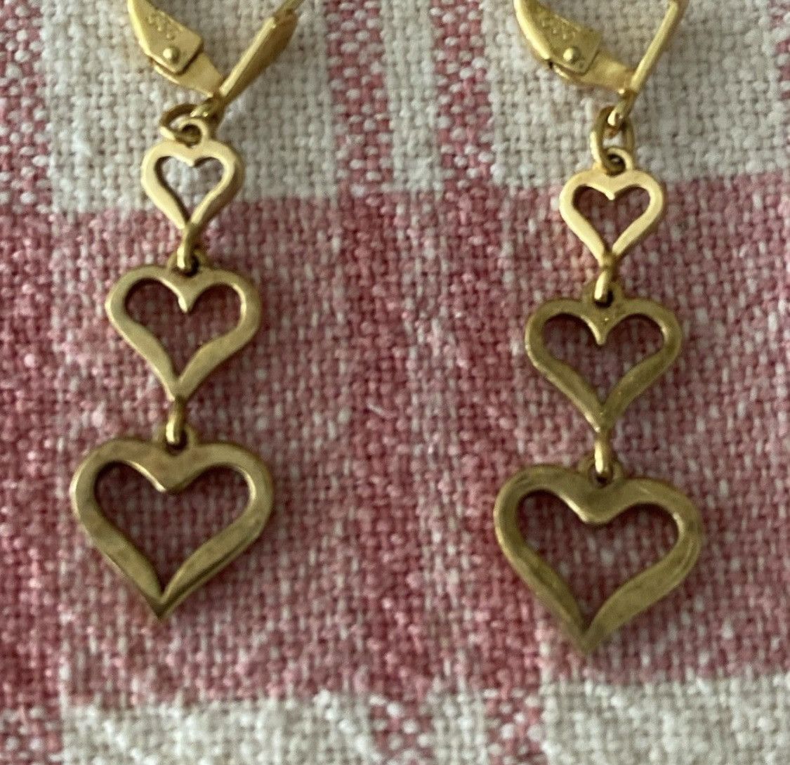 Other FB FRANZ BREUNING 333 GOLD 8K TRIPLE HEART DANGLE EARRINGS Size ONE SIZE - 3 Thumbnail