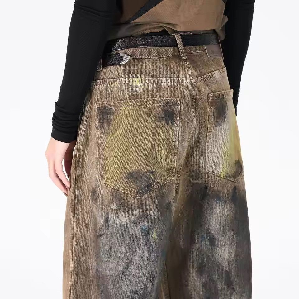 Jean xtl Balenciaga rickowens style flared baggy stain jeans Size US 29 - 3 Thumbnail