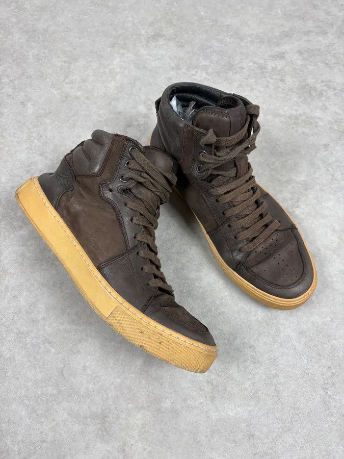 Yves Saint Laurent FW2002 Yves Saint Laurent Brown Leather High Sneakers Size US 8 / EU 41 - 5 Thumbnail