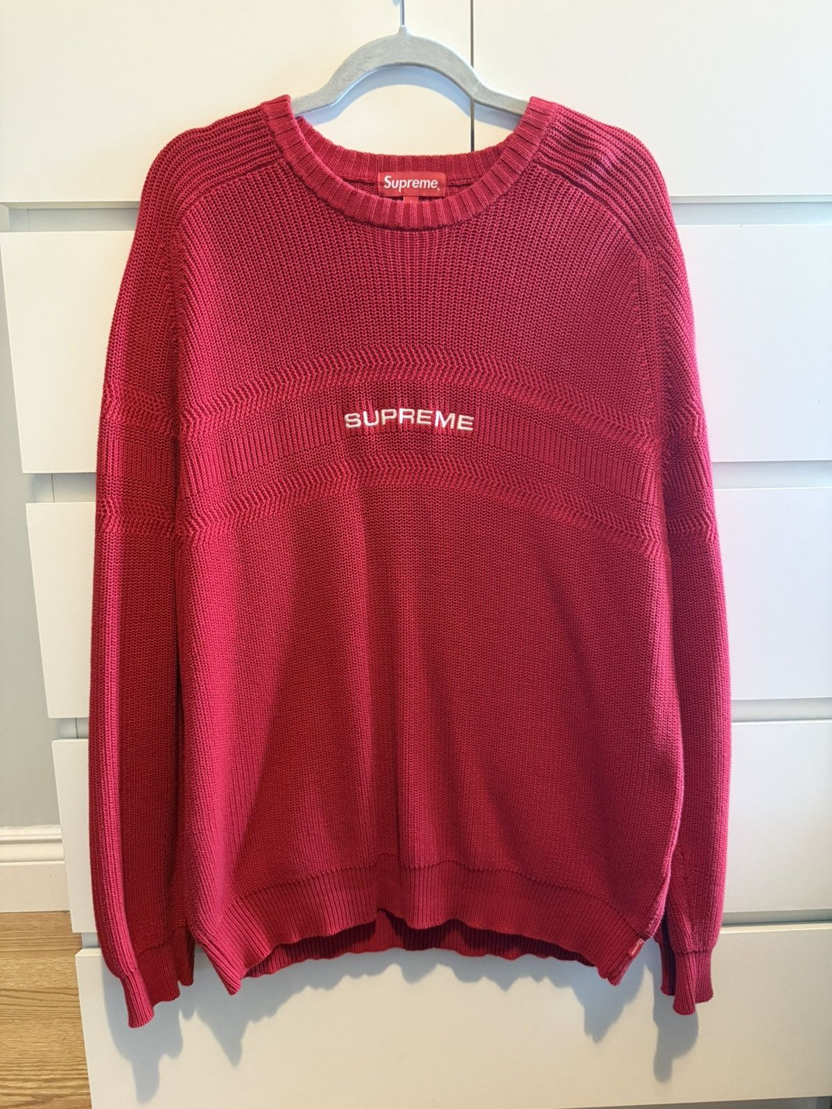 Supreme Supreme Chest Stripe Raglan Sweater Red Size US L / EU 52-54 / 3 - 1 Thumbnail