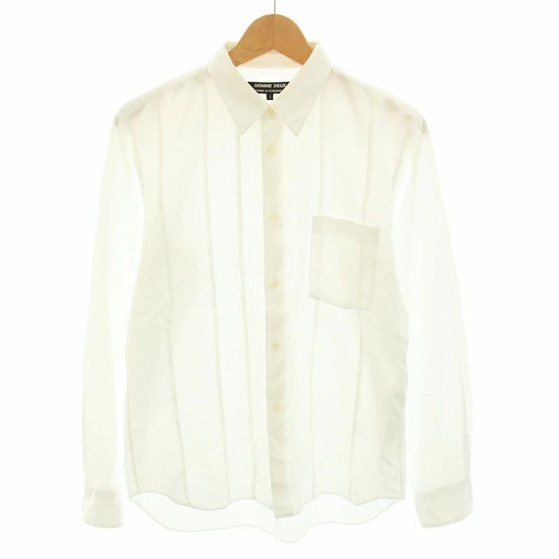Comme des Garcons Homme Deux Shirt Long Sleeve Striped Cotton Button Up White Size US S / EU 44-46 / 1 - 1 Thumbnail