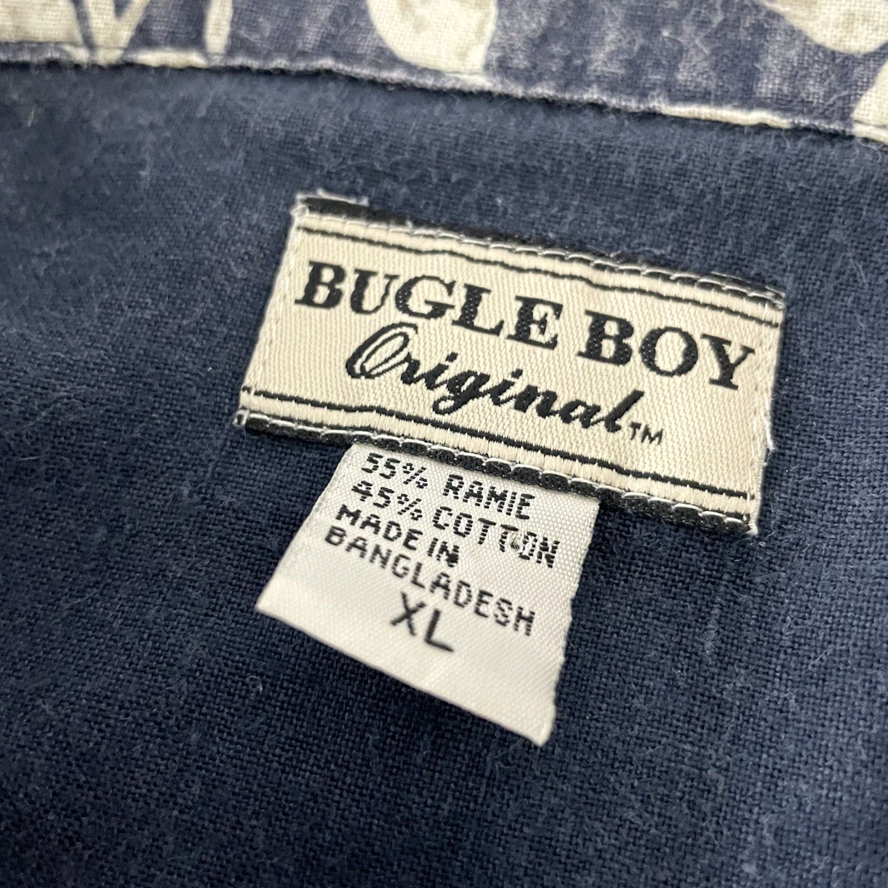 Bugle Boy Bugle Boy Hawaiian Shirt Men's XL Blue Ramie Short Sleeve Button-Up Floral Vintage Size US XL / EU 56 / 4 - 2 Thumbnail