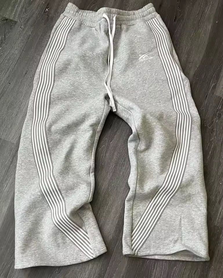 VIBE Hip Hop Elastic Waist Stripes Embroidery Baggy Sweatpants Size US 31 - 2 Thumbnail
