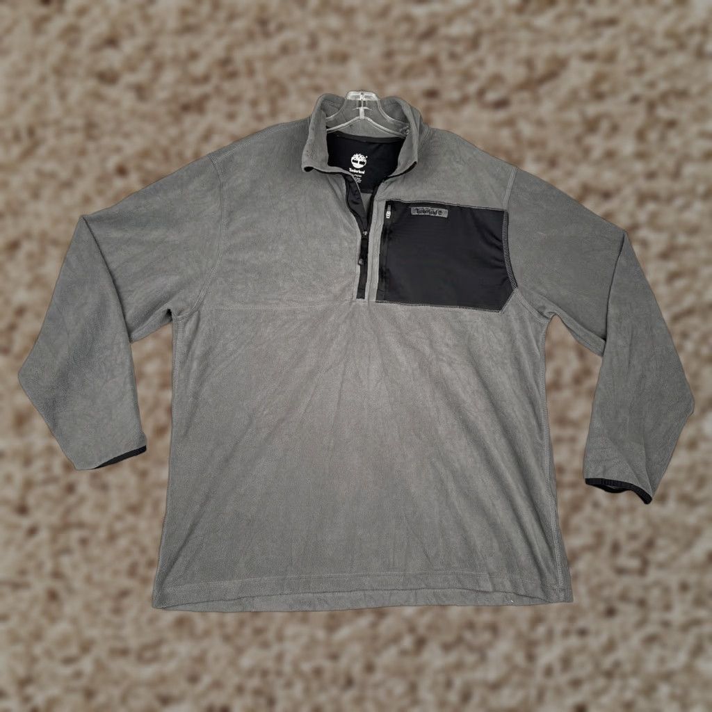 Timberland Timberland Pullover Mens XL Gray Fleece Quarter Zip Chest Pocket Outdoor READ Size US XL / EU 56 / 4 - 1 Thumbnail