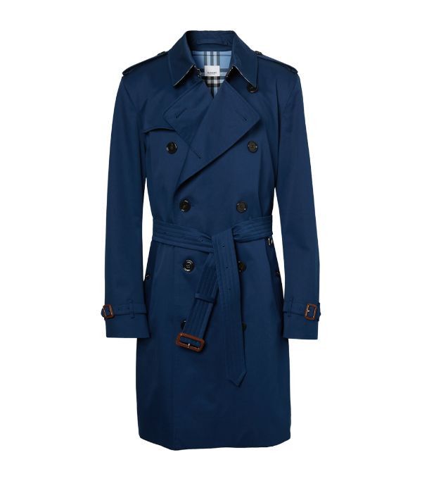 image of Burberry O1Srvl11E0424 Trench Coat In Blue, Men's (Size Medium)