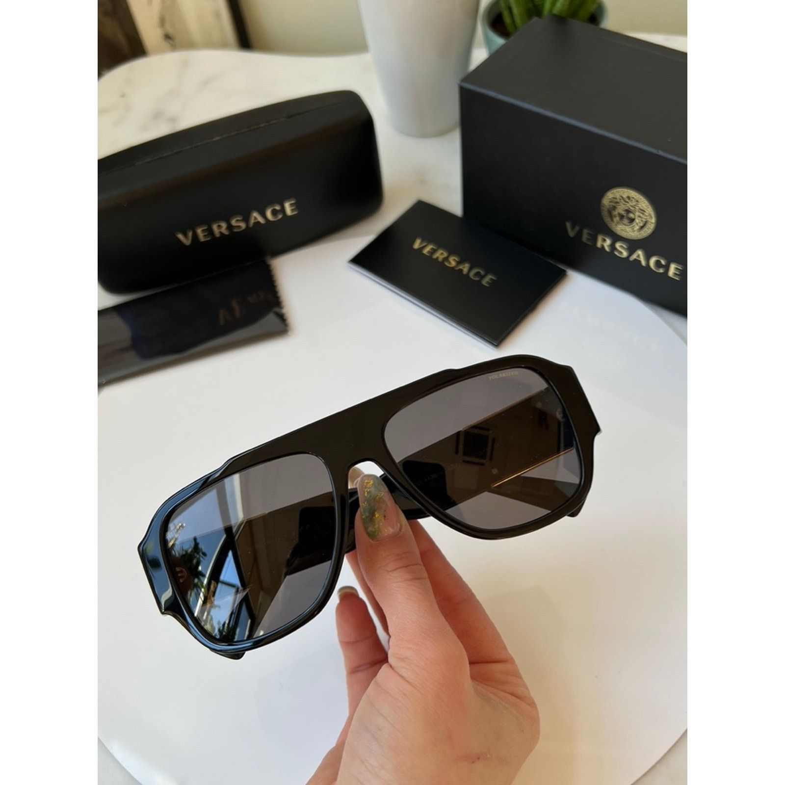 Versace NEW Versace VE4436U Polarized Black Aviator Sunglasses Size ONE SIZE - 3 Thumbnail