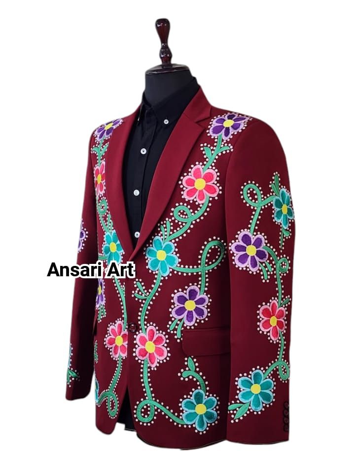 Other Men 2PC Customized floral embroidery western prom outfit Size 46S - 3 Thumbnail
