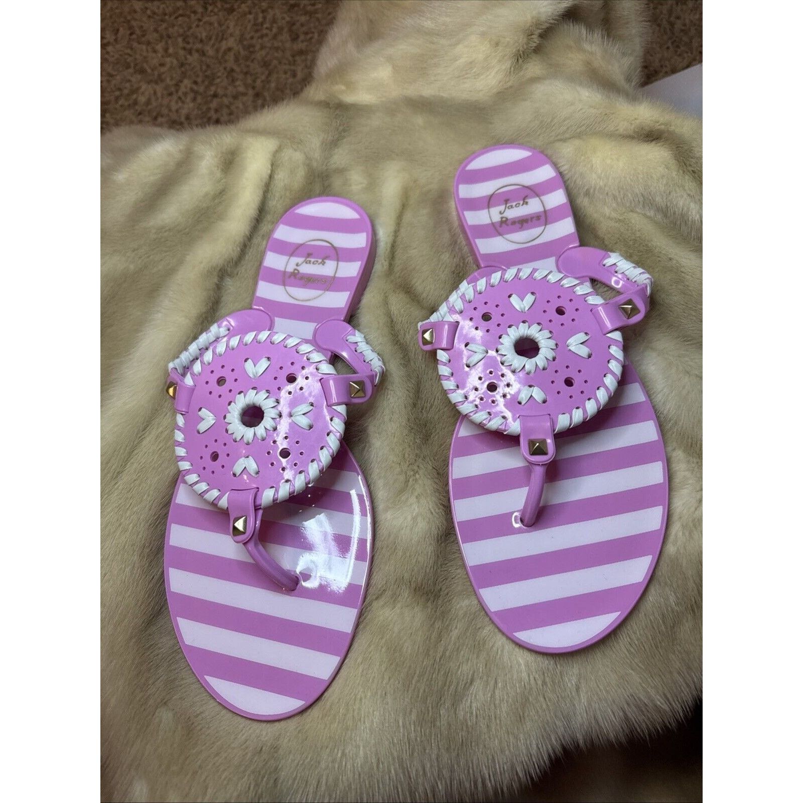 Jack Rogers Jack Rogers Womens Stripe Jelly Thong Sandal Open Toe Size US 8 / IT 38 - 1 Thumbnail