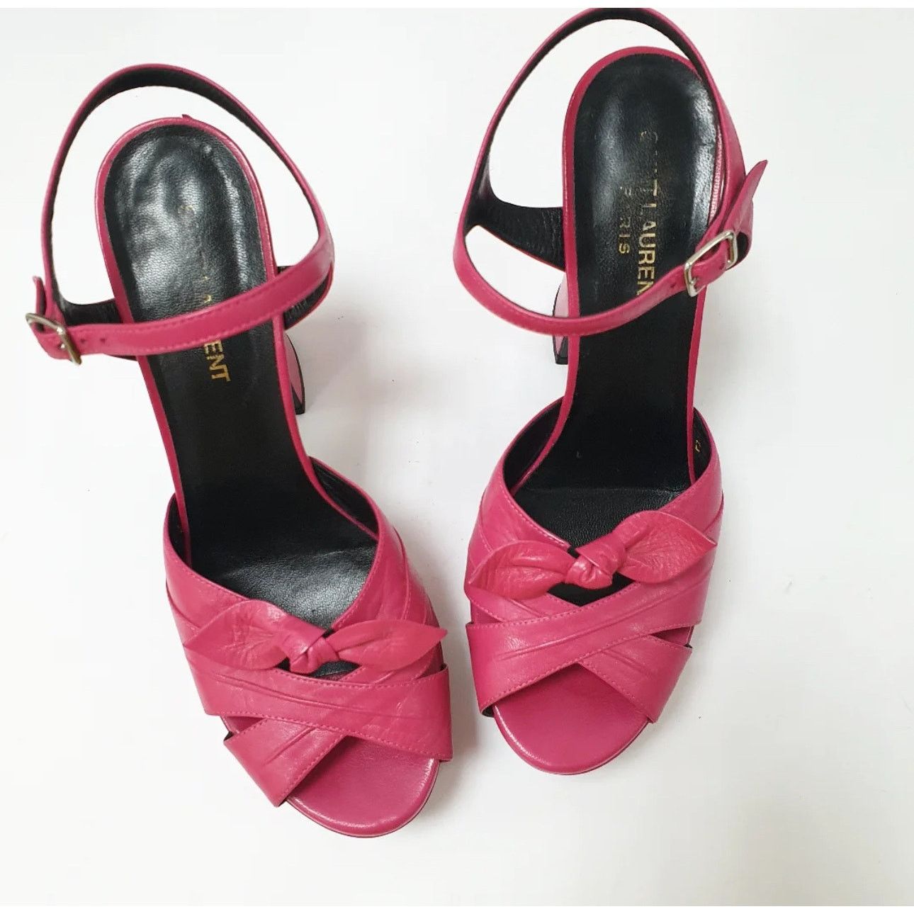 Saint Laurent Paris Saint Laurent Pink Candy Leather Platform Sandals Size 37.5 Size US 6.5 / IT 36.5 - 4 Thumbnail