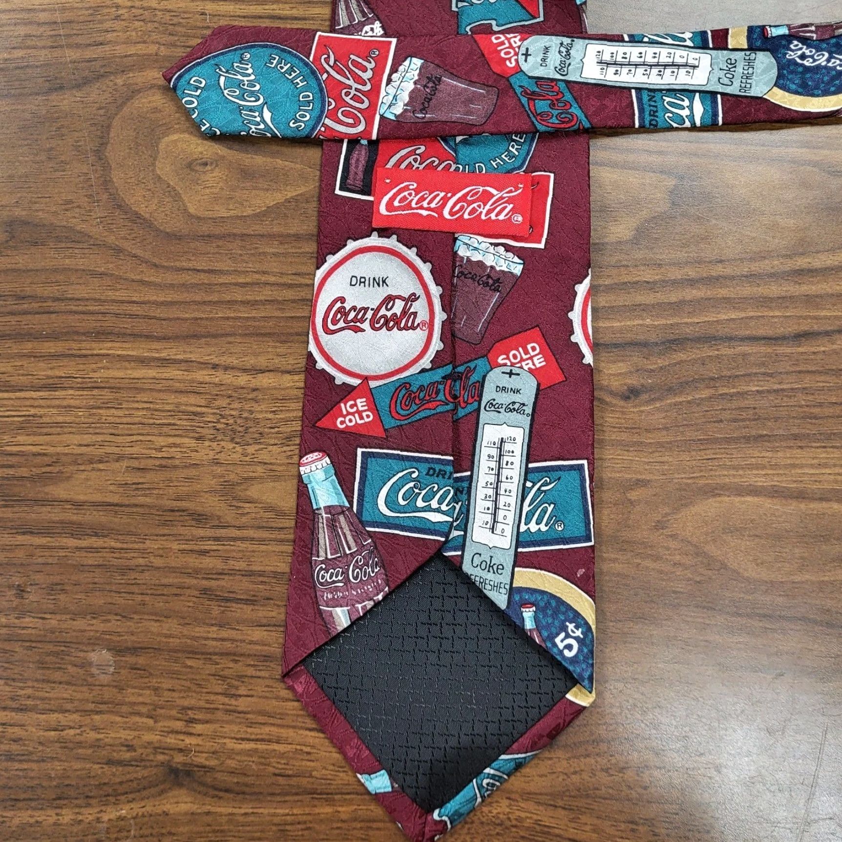 Vintage Coca-Cola Men's Necktie Tie Silk Satin Advertising Memorabilia Made in USA 57" Vintage Logo Wide Pattern Novelty Retro American Food & Drink Men Tie Size ONE SIZE - 5 Thumbnail