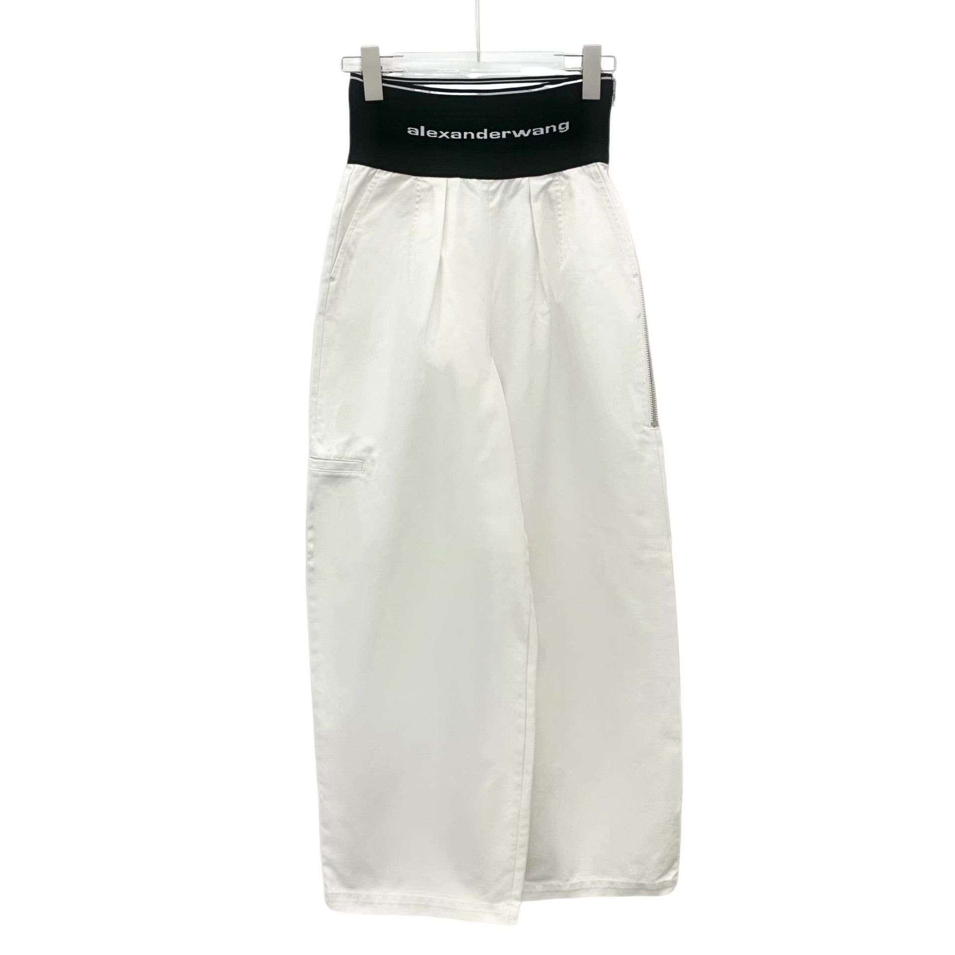 Alexander Wang Alexander Wang White Logo Elastic Waistband Pants 0 Size 25" / US 0 / IT 36 - 1 Thumbnail