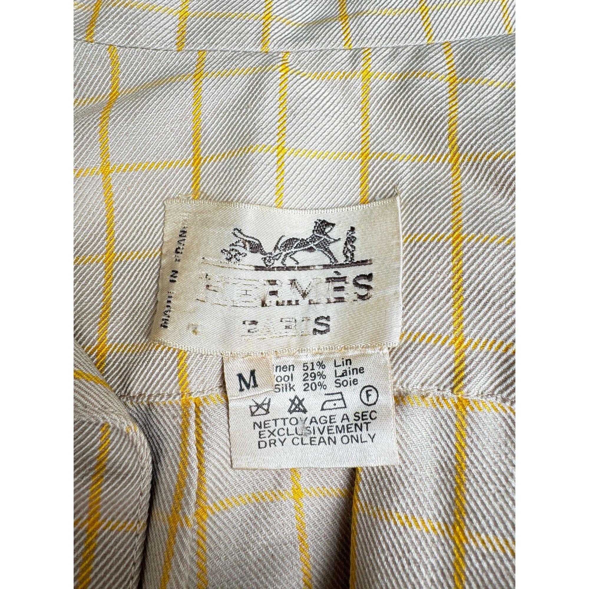 Hermes Beige & Yellow Checkered Coat – Mid Season Size M / US 6-8 / IT 42-44 - 7 Thumbnail