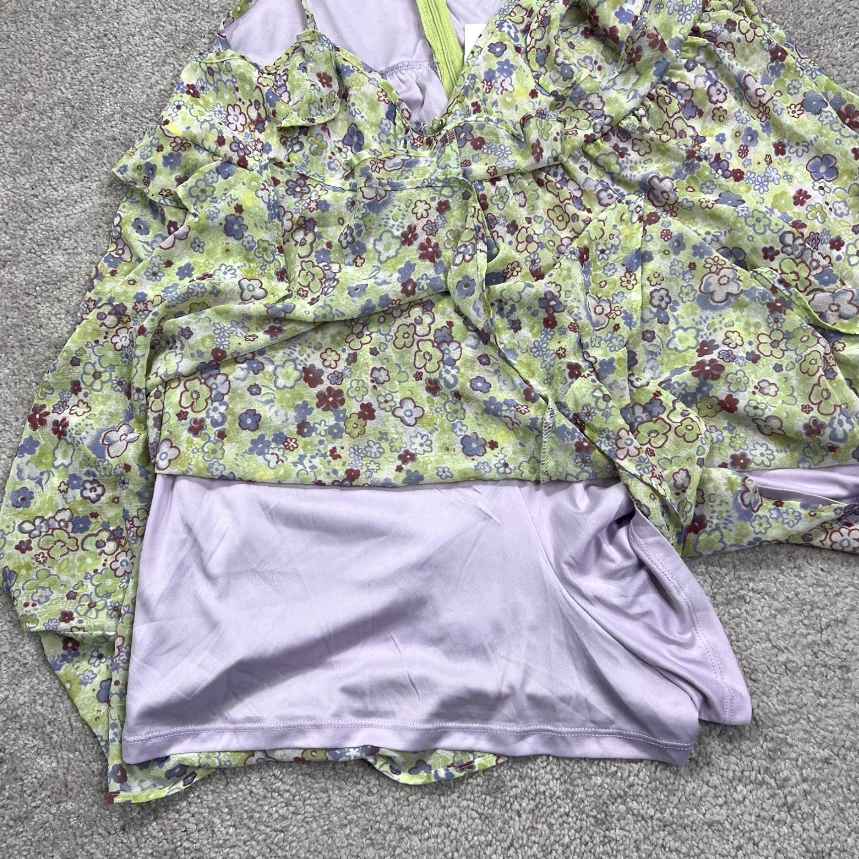 Urban Outfitters Urban Outfitters Romper Women Large Green Purple Floral Lined Short Festival NWT Zip Back Bohemian Spring Summer Size 36" / US 14 / IT 50 - 7 Thumbnail
