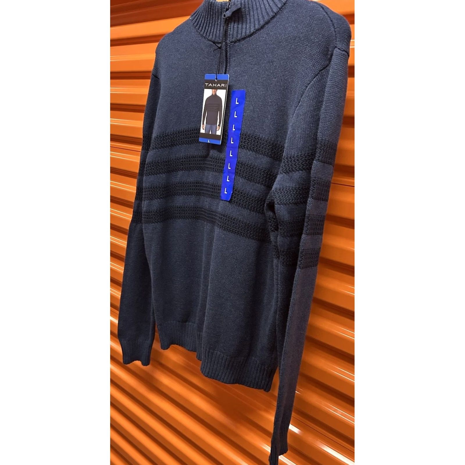 Vintage New Tahari Indigo Heather Blue MockNeck 1/4Zip Pullover Sweater Size L Men’s Large Size US L / EU 52-54 / 3 - 4 Thumbnail