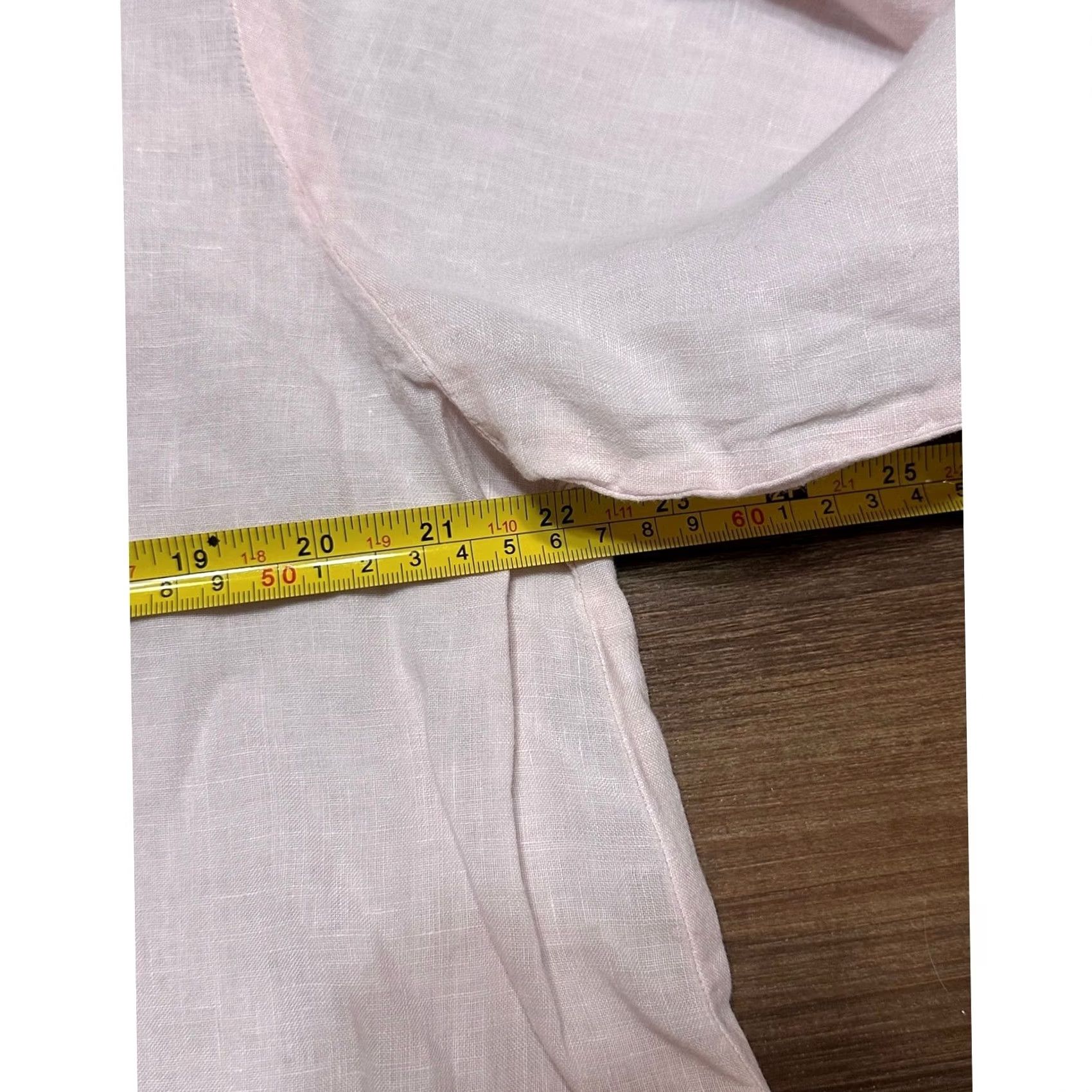 Eileen Fisher Eileen Fisher Pink Organic Linen Crinkle Classic Collar Button Up Shirt Sz L Size L / US 10 / IT 46 - 5 Thumbnail