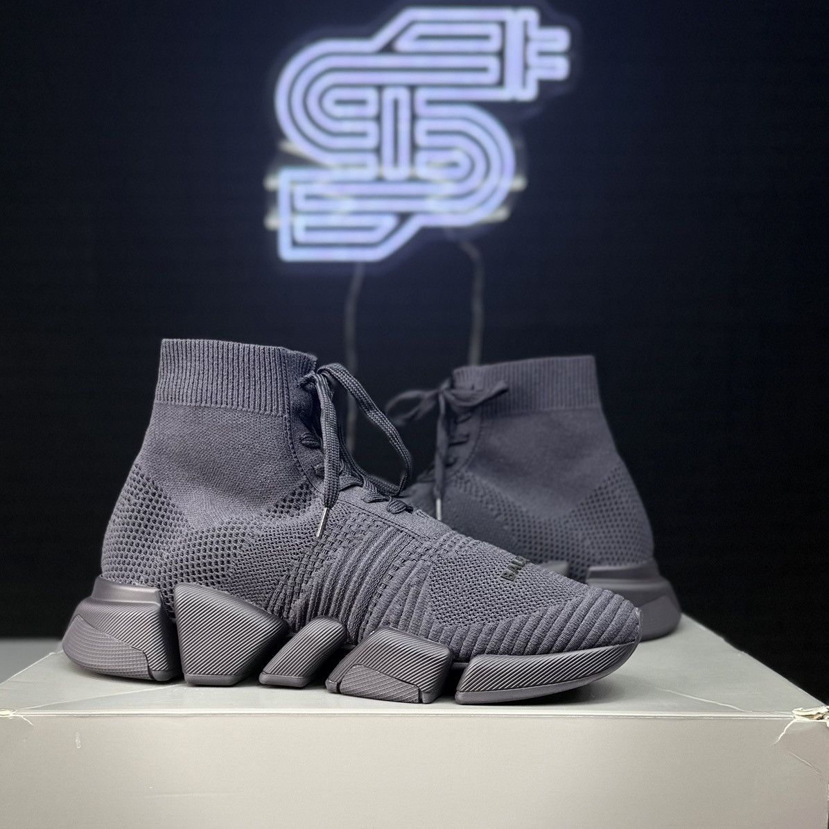 Balenciaga Balenciaga Speed 2.0 Lace Up Trainer Navy Size US 15 / EU 48 - 5 Thumbnail