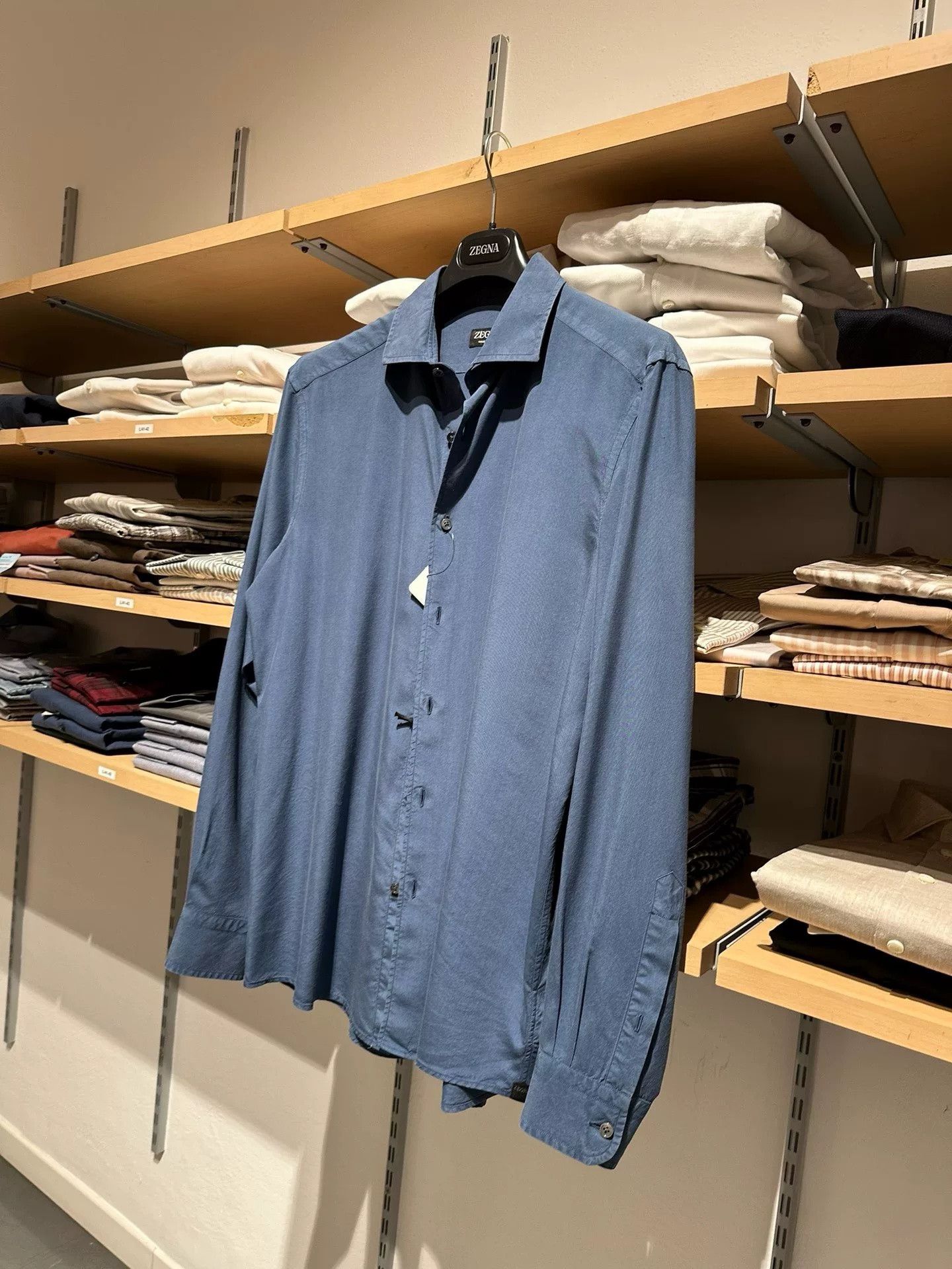 Ermenegildo Zegna Zegna Blue Men's Long-Sleeve Shirt Size US XL / EU 56 / 4 - 3 Thumbnail