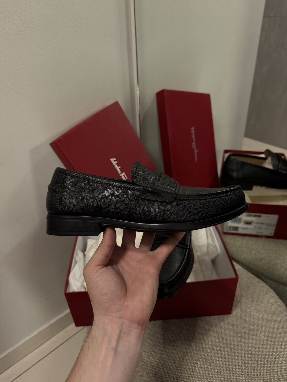 Salvatore Ferragamo Ferragamo LANZAROTE Penny Pebbled Grain Dress Loafers Size US 9 / EU 42 - 4 Thumbnail