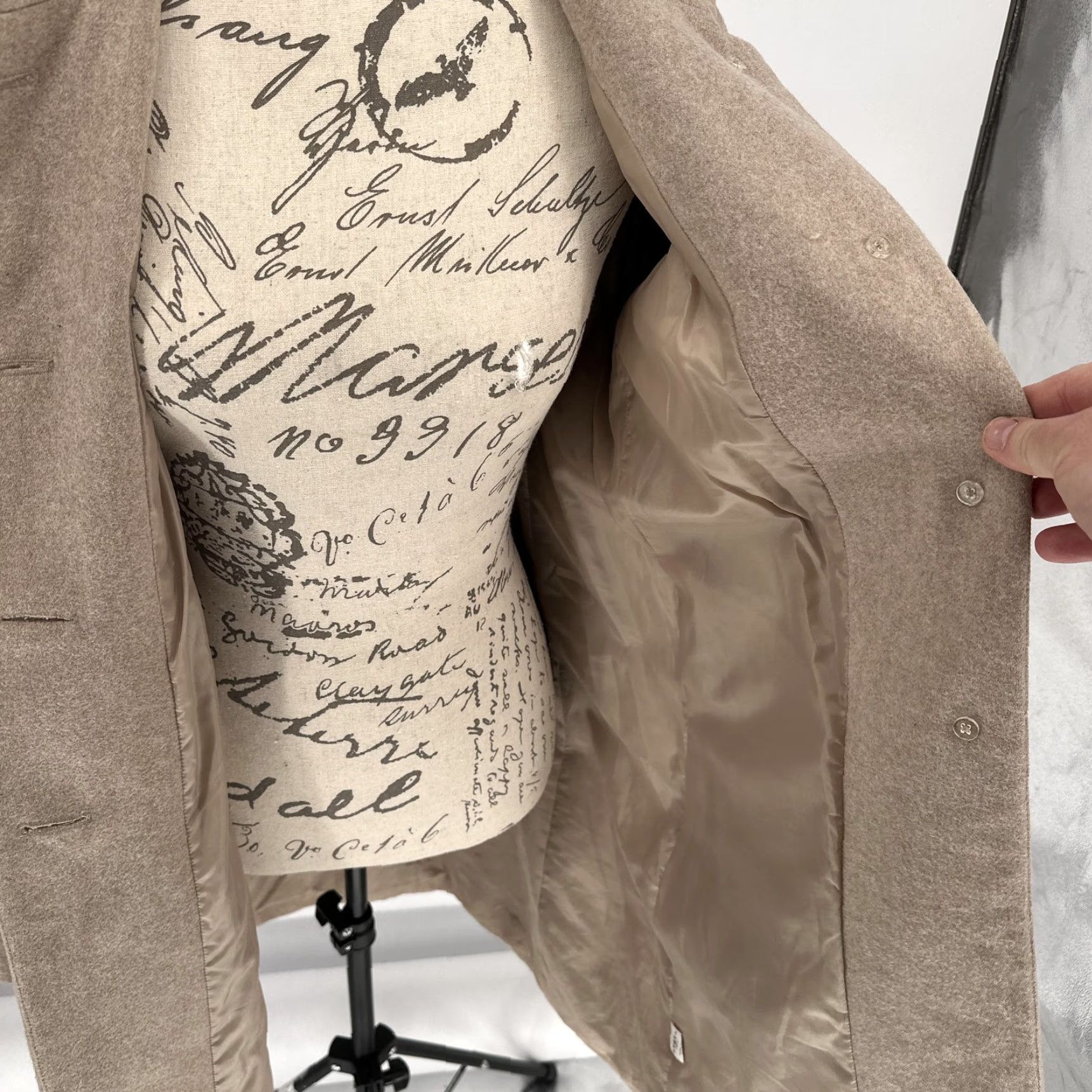 J.Crew J Crew Uptown Dress Coat Womens 8 Beige Wool Blend Funnel Neck Overcoat Warm Size M / US 6-8 / IT 42-44 - 5 Thumbnail