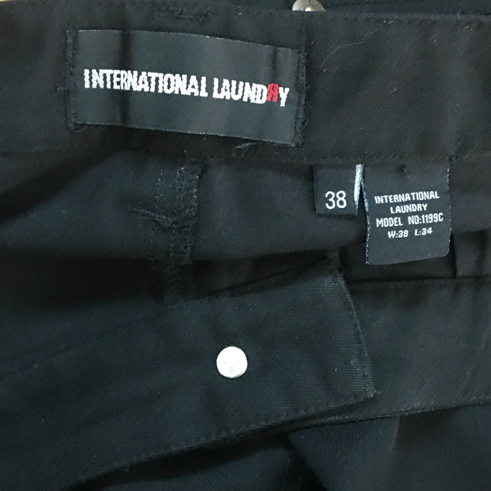 Vintage VINTAGE? (No) International Laundry Denim Jeans Black 38X34 Men Straight 5-Pocket Comfortable Regular Rise High - Size 38X34 Black Denim Jeans for Men Size US 38 / EU 54 - 7 Thumbnail