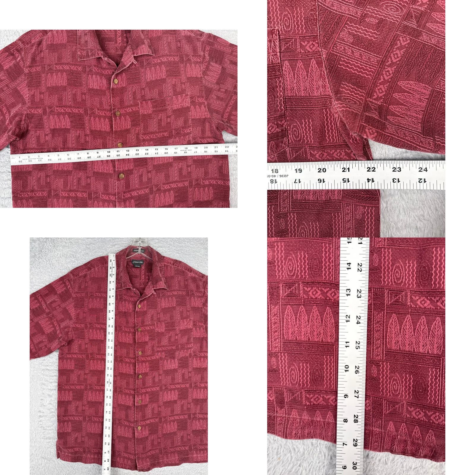 Vintage St. John's Bay Shirt Men Medium Red Surfboard Geometric Hawaiian Up 100% Silk Size US M / EU 48-50 / 2 - 8 Thumbnail