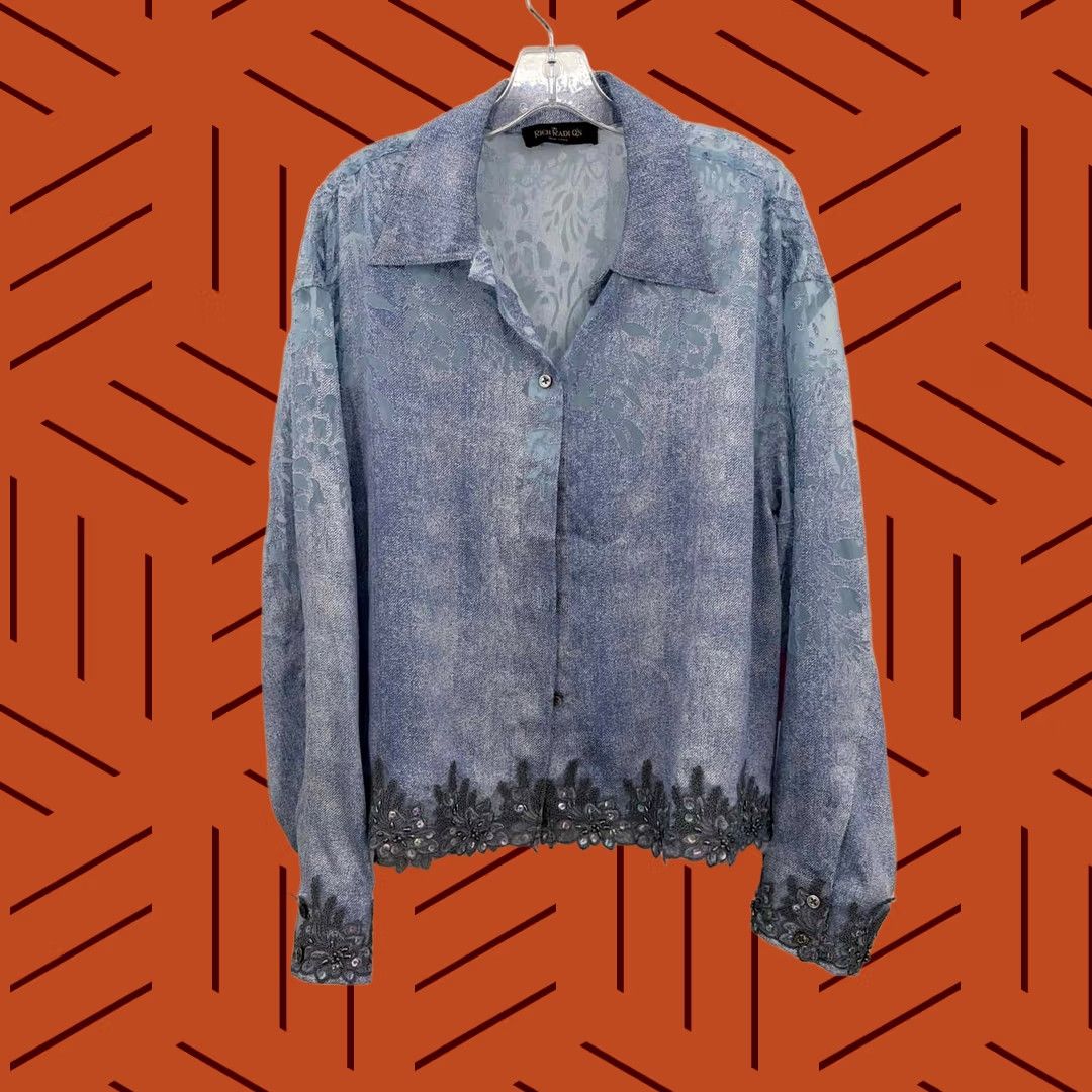 Vintage Pre-Owned Rich Radi Q's Blue Button Down Long Sleeve Blouse - Medium Regular Size XS? Size M / US 6-8 / IT 42-44 - 1 Thumbnail