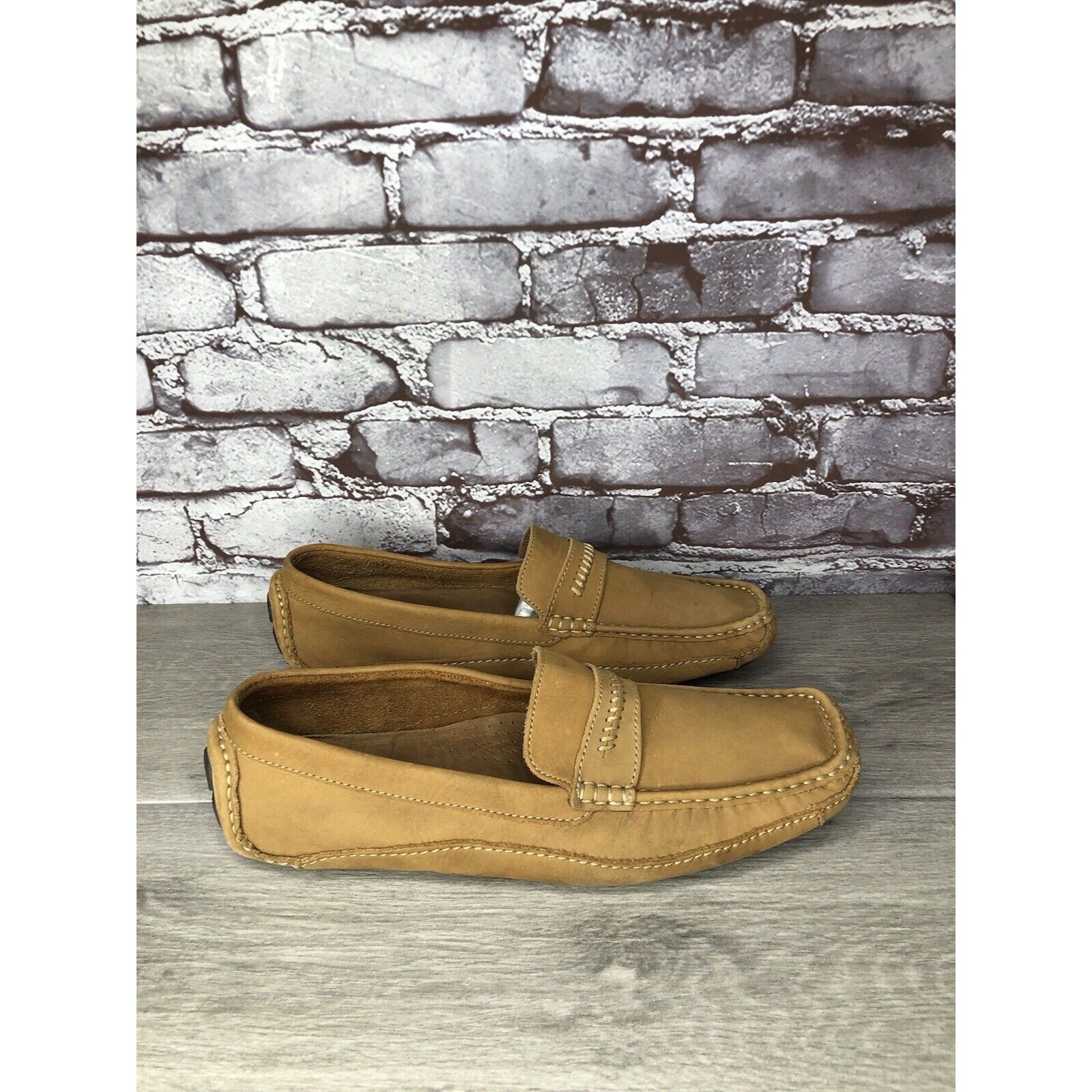 Clarks Clarks England Tan Nubuck Leather Slip On Driving Loafers Sh Size US 11 / EU 44 - 3 Thumbnail