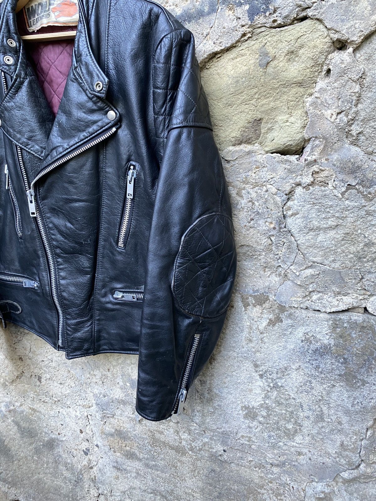 Vintage Rare Vintage 80s Wolf Leathers Biker Jacket Cafe Racer Size US L / EU 52-54 / 3 - 5 Thumbnail
