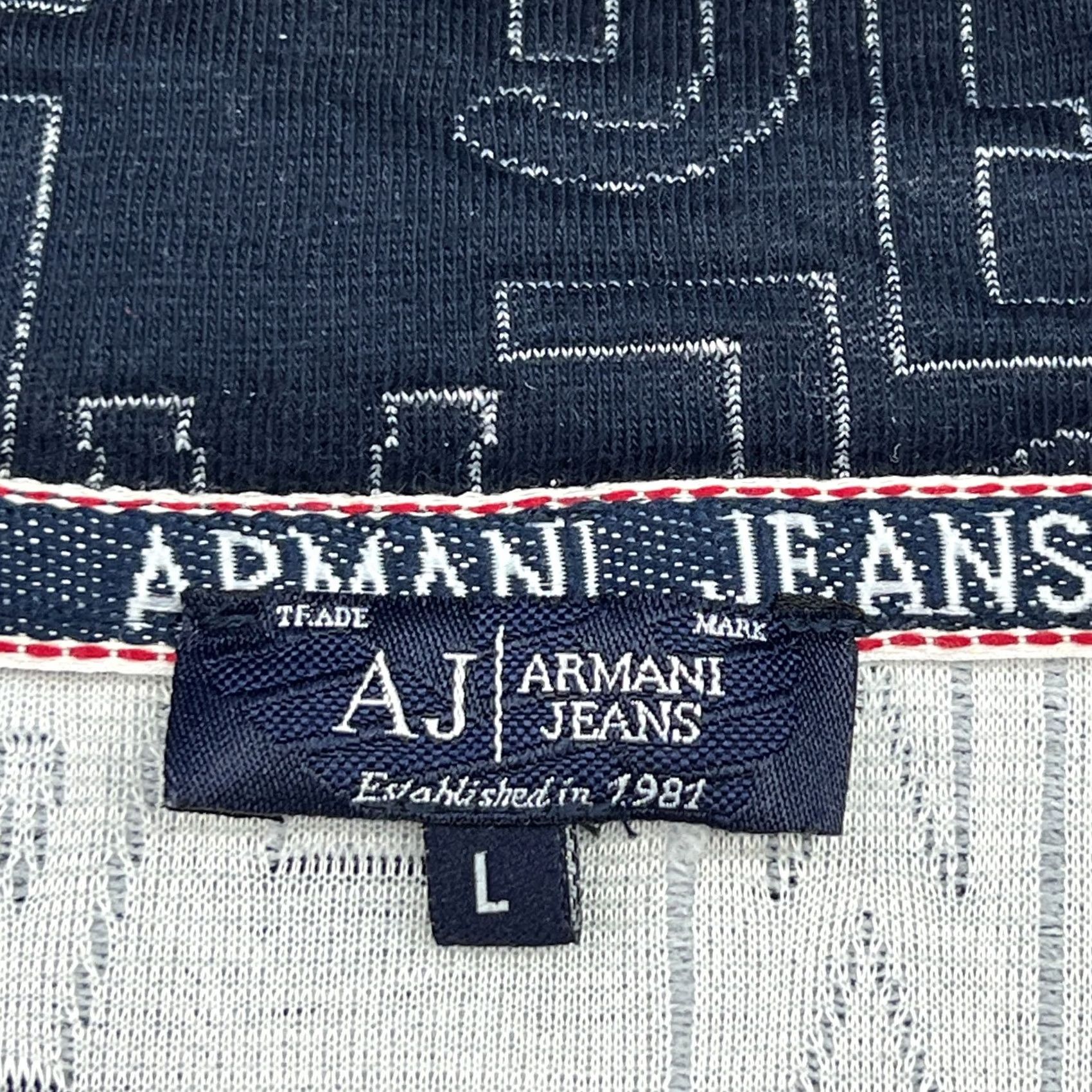 Vintage Armani Jeans MEns Hoodie Large Hoody AOP Spellout All Over Print Full Zip Blue Size US 33 - 5 Thumbnail