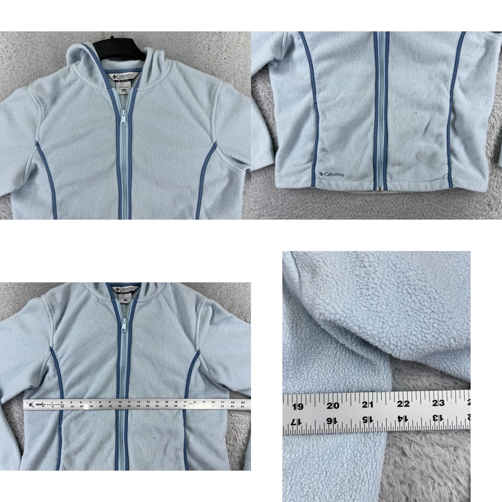 Vintage Columbia Blue Jacket Women Extra Large Hooded Pockets Hike Cozy Fleece Polyester Size XL / US 12-14 / IT 48-50 - 8 Thumbnail