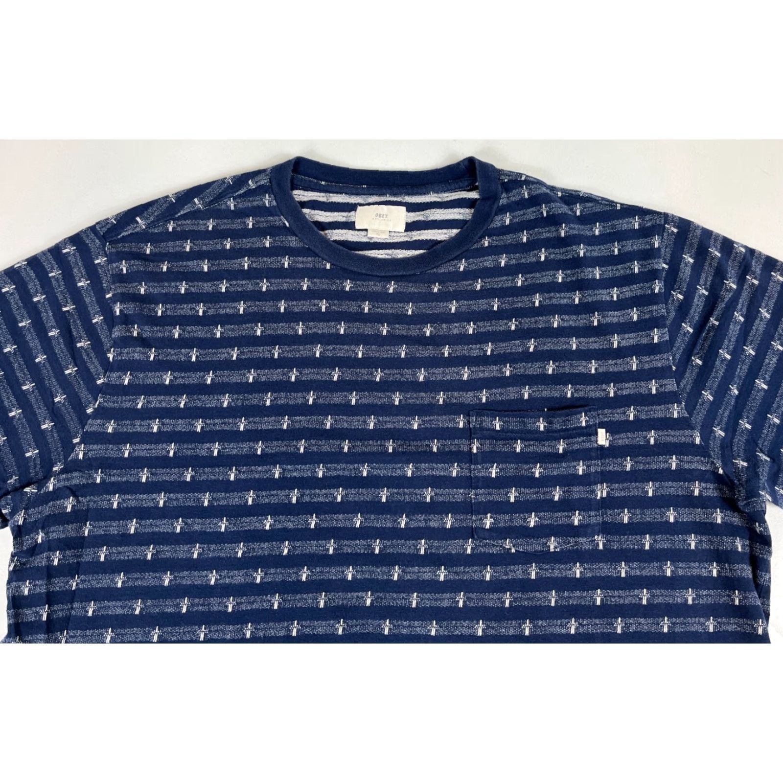 Obey OBEY Worldwide Pocket Tee Knit Mens XL Blue Crew Neck Short Sleeve T-Shirt Size US XL / EU 56 / 4 - 3 Thumbnail