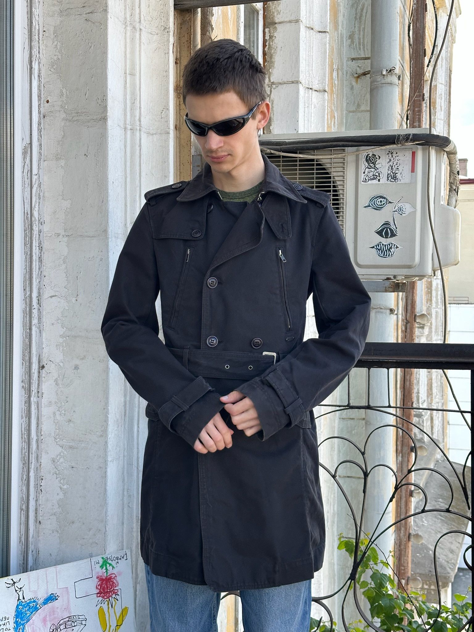 Diesel Diesel Black Belted Trench Coat Size US M / EU 48-50 / 2 - 22 Thumbnail