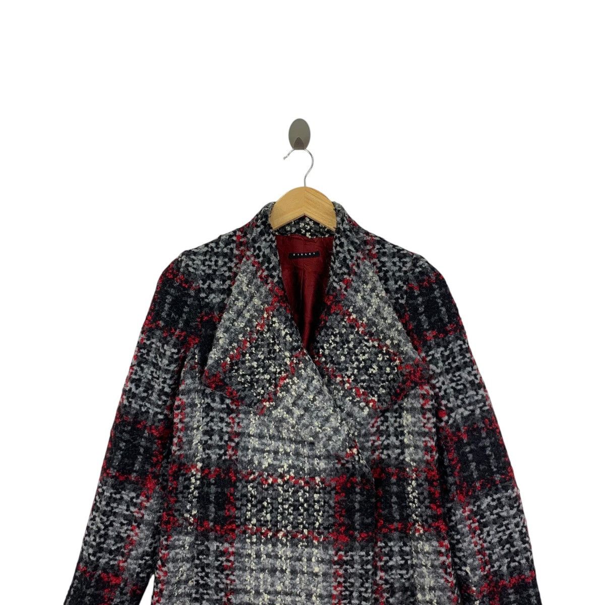 Sisley SISLEY Italian Brand Wool Checked Long Tweed Coat Parka Size S / US 4 / IT 40 - 2 Thumbnail