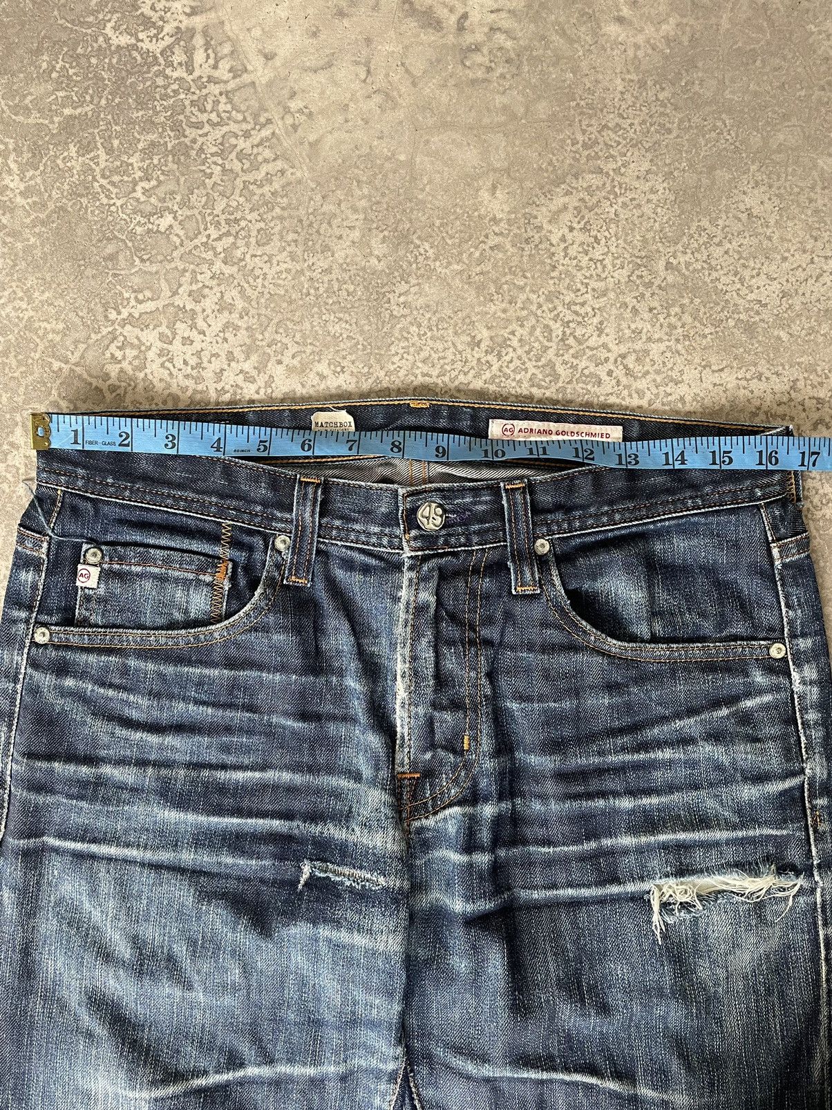 AG Adriano Goldschmied Ag Adriano Goldschmied Slim Straight Distressed Denim Size US 33 - 11 Thumbnail