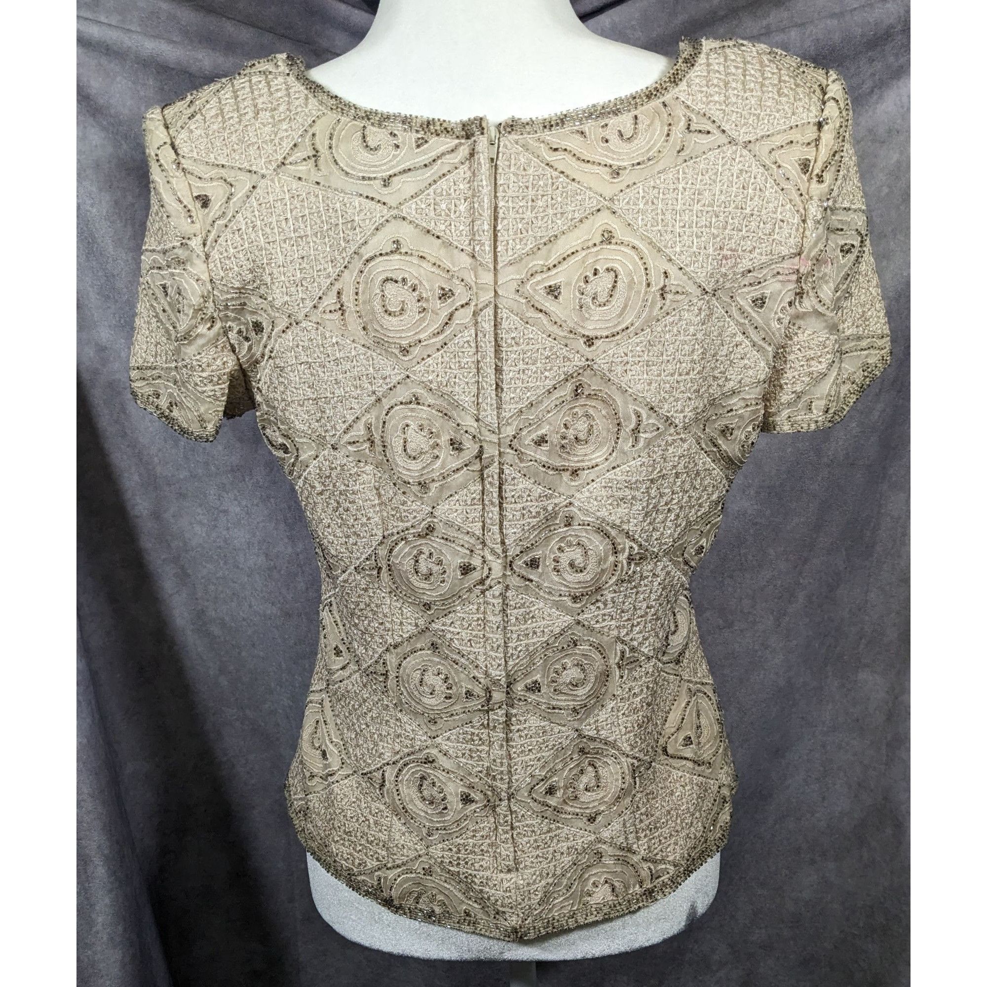 Oleg Cassini Vintage BlackTie By Oleg Cassini Silk Beaded Top Size Large Size L / US 10 / IT 46 - 13 Thumbnail