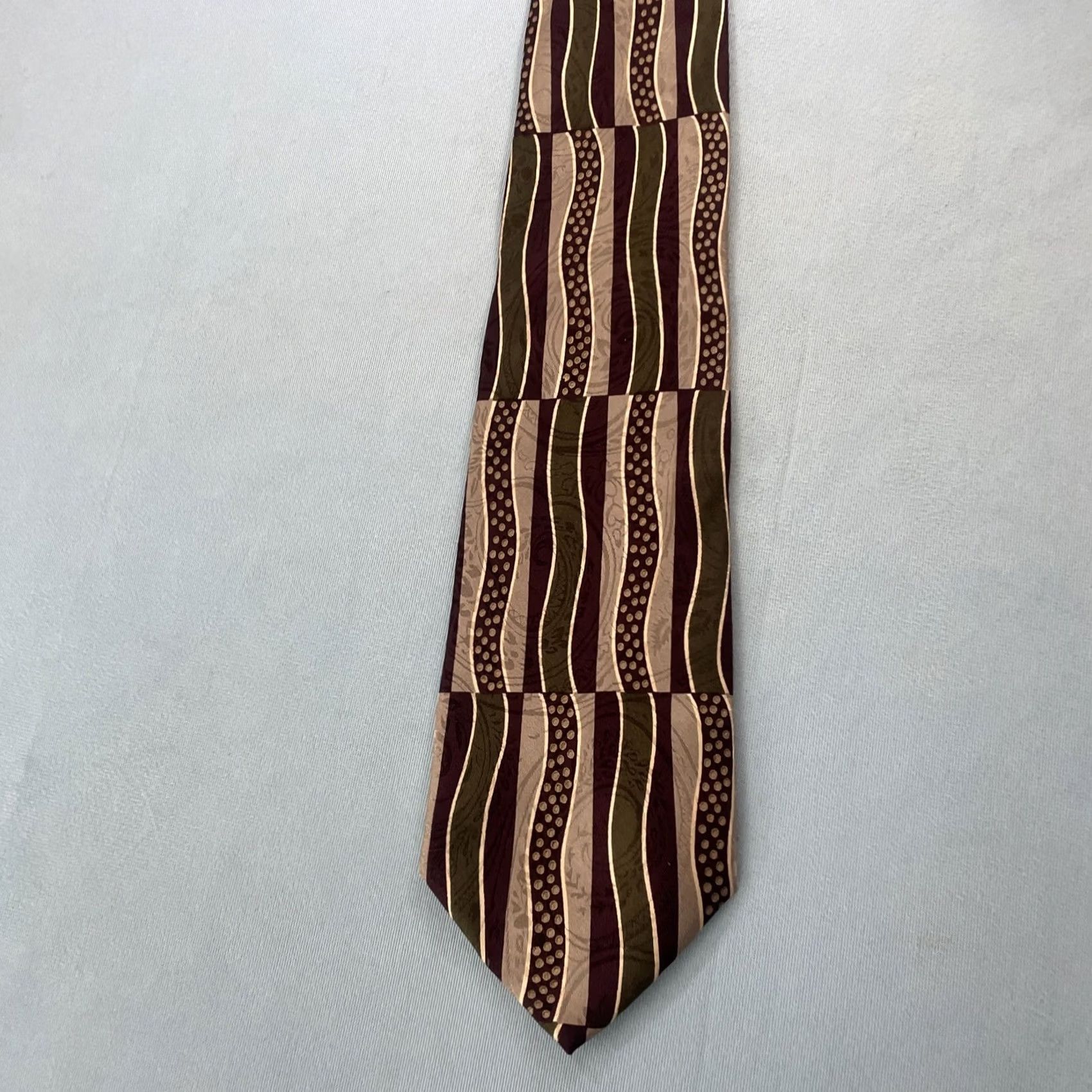 Vintage VINTAGE Clubfellow Italy Silk Necktie MCM Wavey Stripe Earth Psychedelic Geometric 4x60 Neck Tie Men Size ONE SIZE - 3 Thumbnail