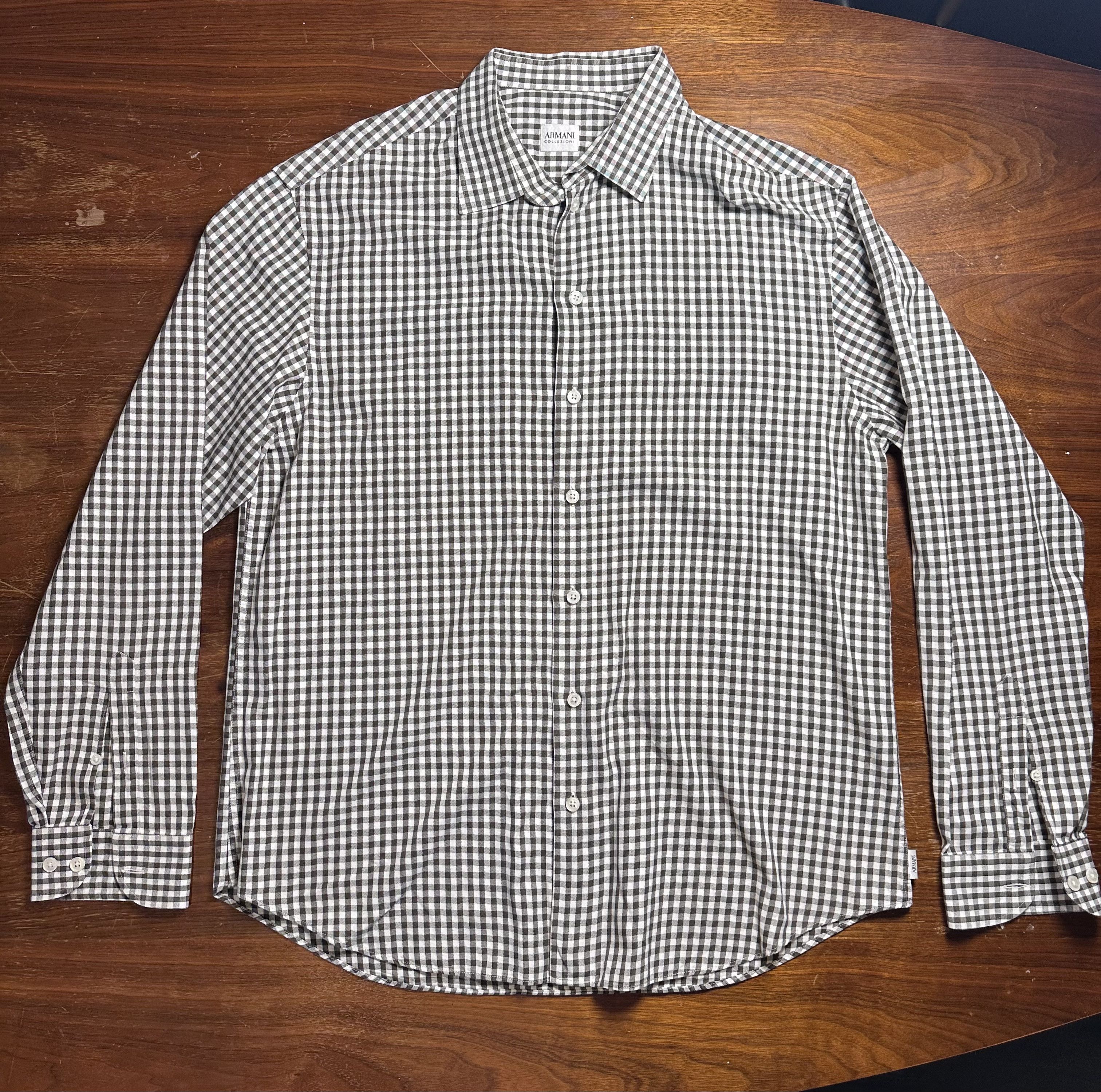 Armani Collezioni Armani Collezioni Gingham Check Button Down XL Never Worn Size US XL / EU 56 / 4 - 1 Thumbnail