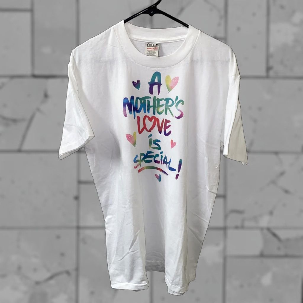 Vintage Oneita Power/50 Womens White Short Sleeve T-Shirt L Mothers Love Size L / US 10 / IT 46 - 1 Thumbnail